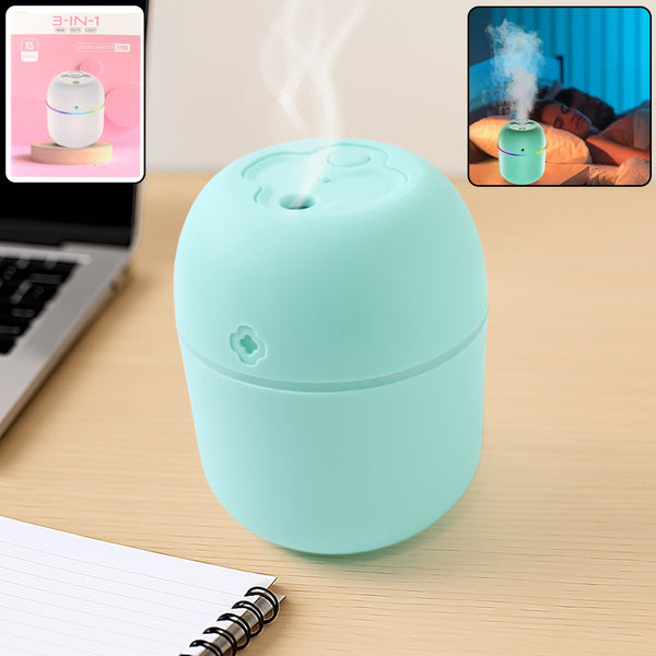 Portable Mini USB Humidifier with Light, Cool Mist & Essential Oil Diffuser (250ML)