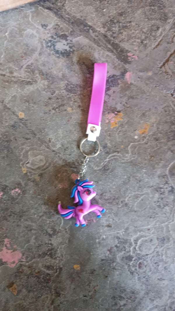 Cute Cartoon Unicorn Keychain with Silicone Strap (1 Pc / Mix design)