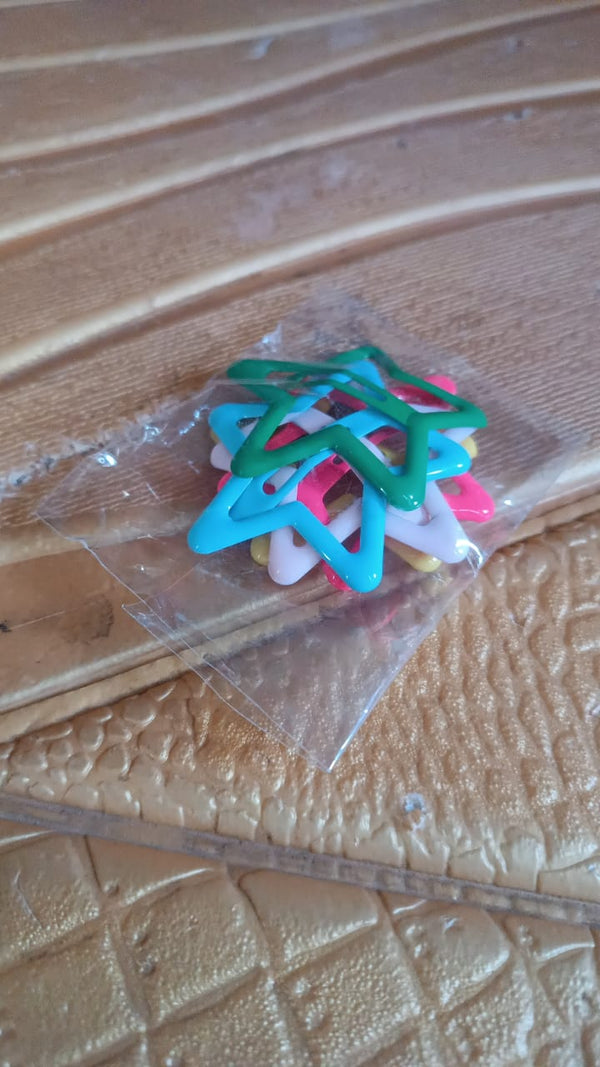 Metal Printed Star Shape Hair Clips (5 Pcs Set)